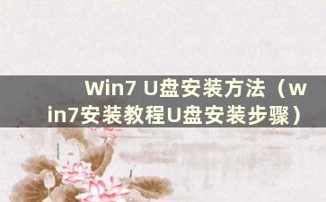 Win7 U盘安装方法（win7安装教程U盘安装步骤）